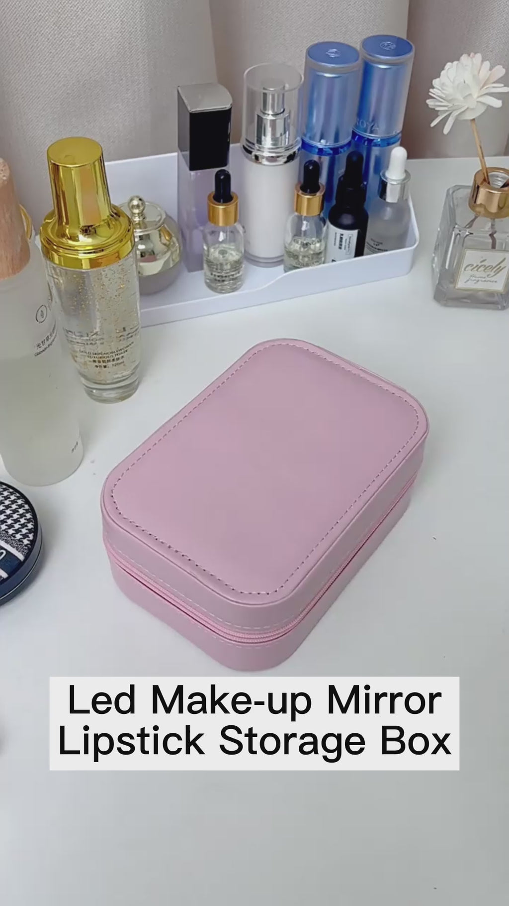 LED Makeup Mirror Storage Box