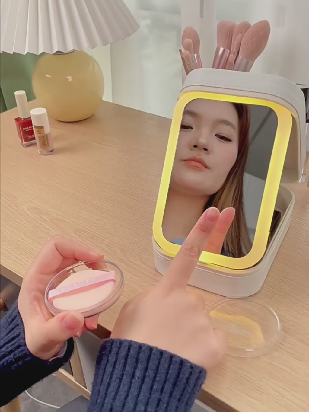 LED Makeup Mirror Storage Box