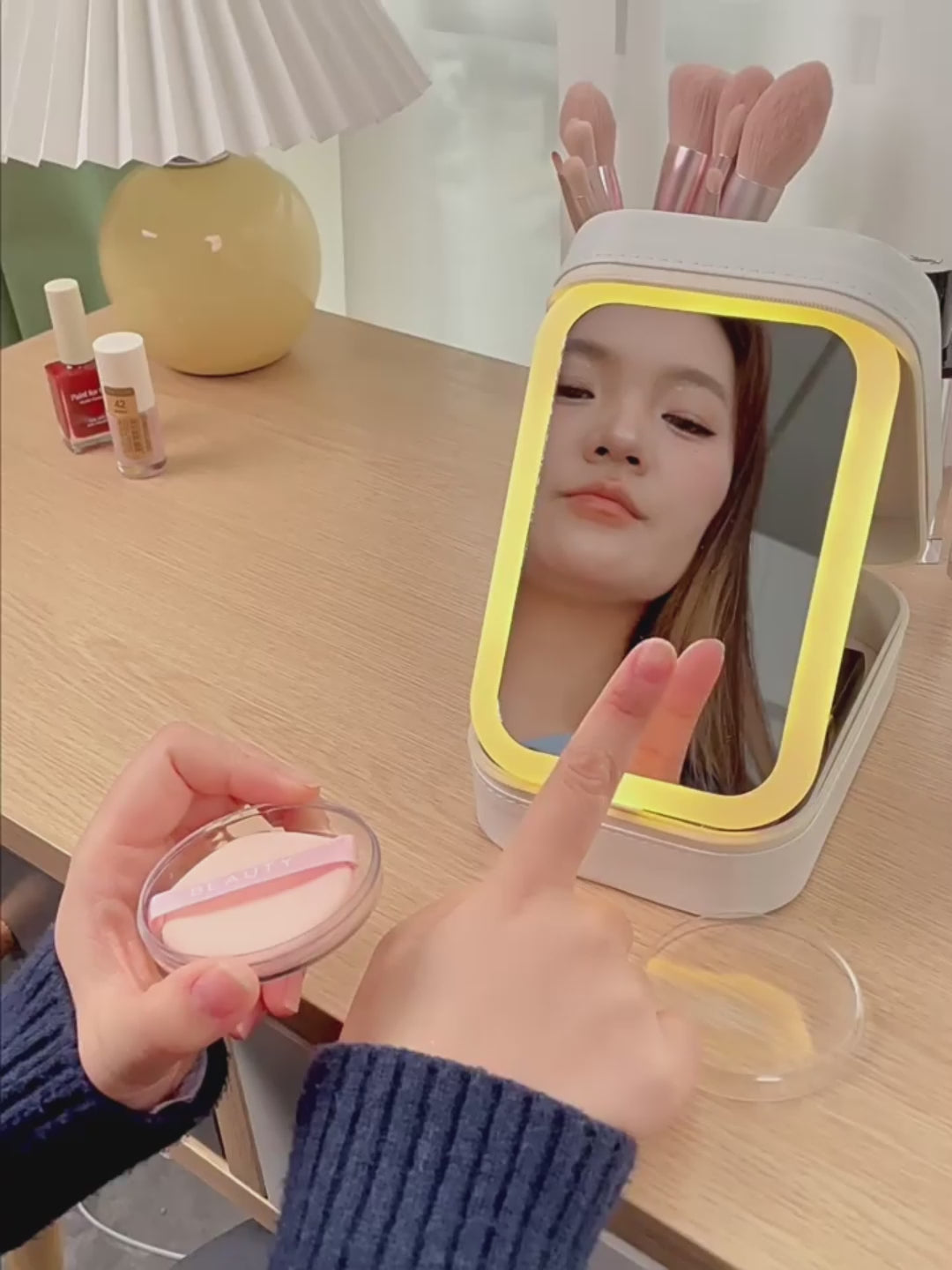 LED Makeup Mirror Storage Box