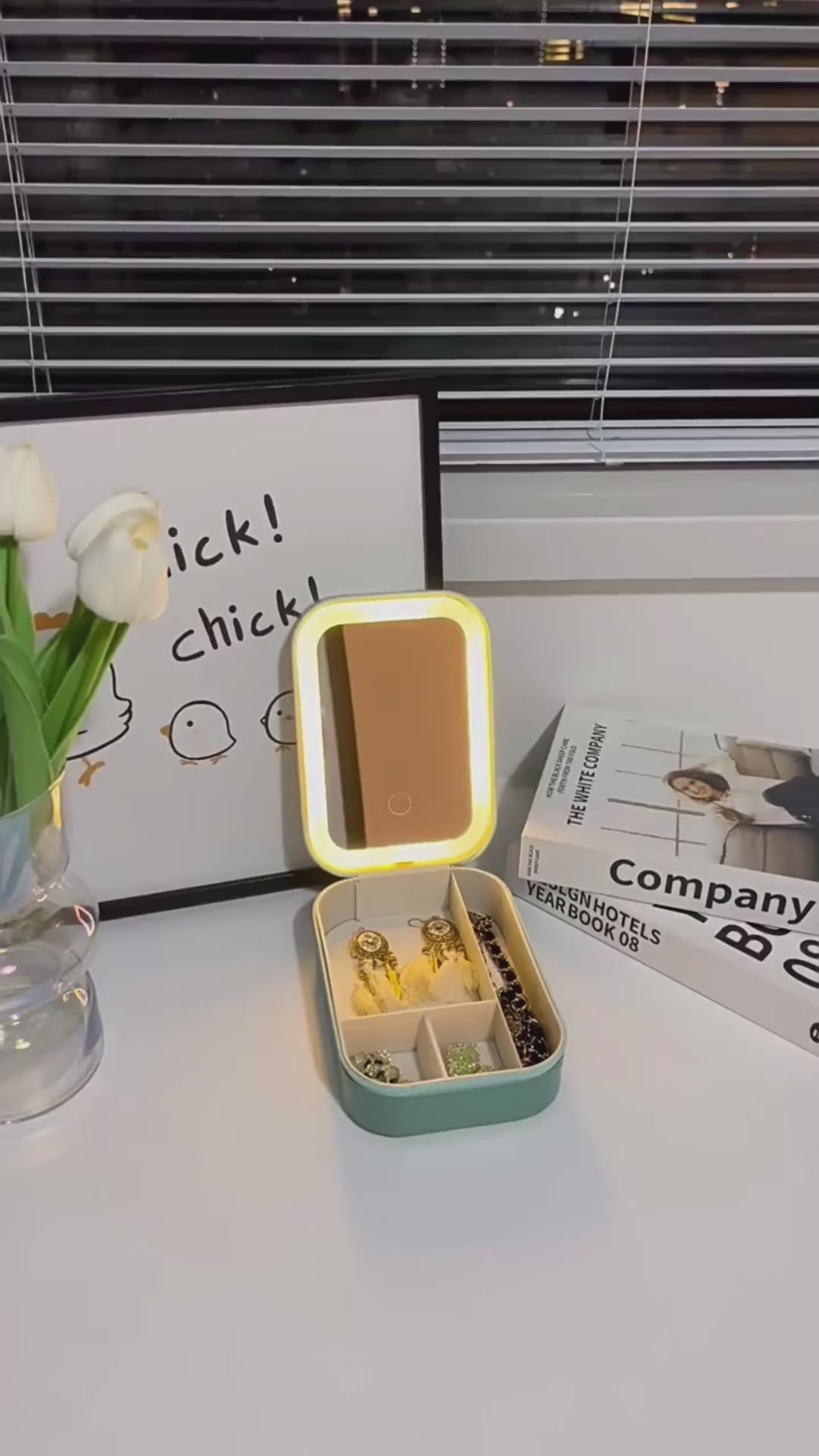 LED Makeup Mirror Storage Box